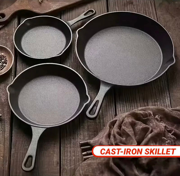 AIYI Cast-Iron Skillet Set (3-Piece) | Professional Cooking Bundle