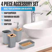Smart Basics 4-Piece Bamboo & Polyresin Bathroom