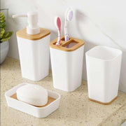 Smart Basics 4-Piece Bamboo & Polyresin Bathroom