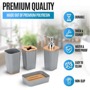 Smart Basics 4-Piece Bamboo & Polyresin Bathroom