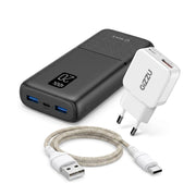 Smart Basics WINX & Gizzu Power & Charging Bundle | WINX GO Fast 20000mAh Power Bank, WINX Type-C Cable, and Gizzu 20W GaN Charger Bundle