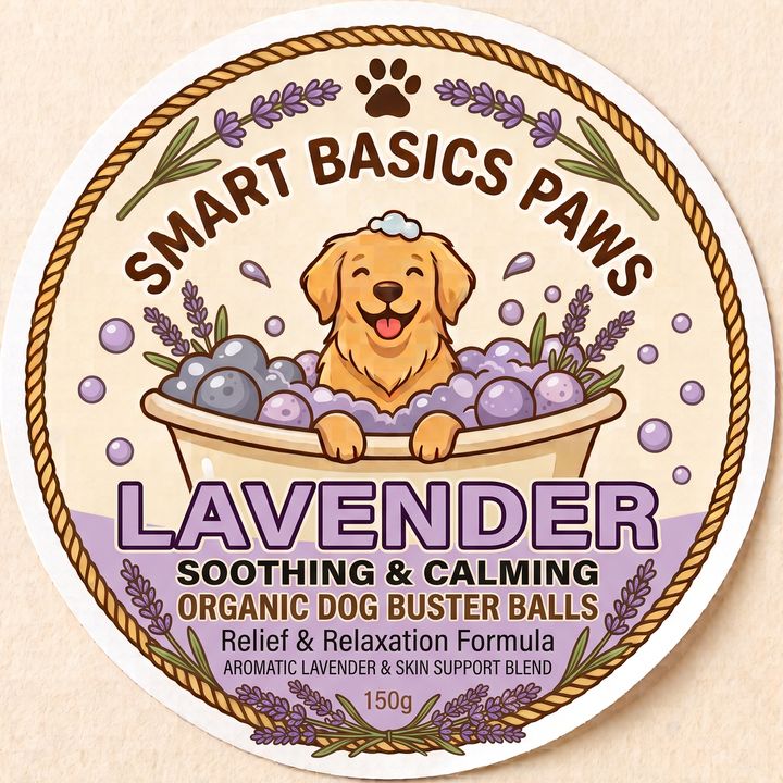 Lavender organic dog bath balls label